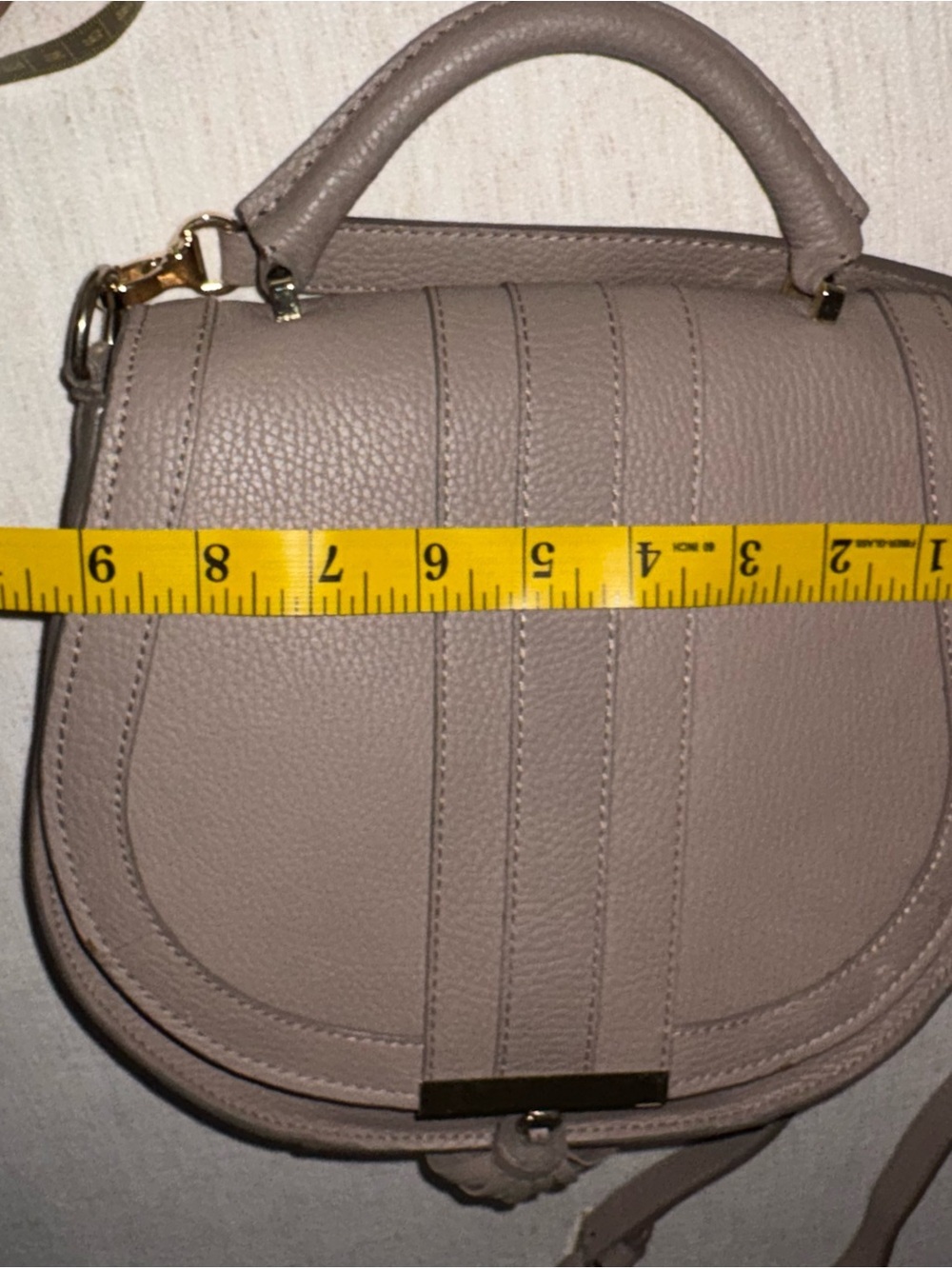 DeMellier Shoulder Crossbody Hand Bag Pebbled  Leather Khaki Color - Picture 8 of 8